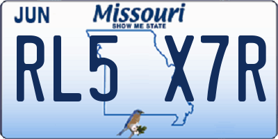 MO license plate RL5X7R
