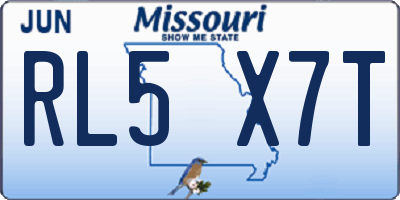 MO license plate RL5X7T