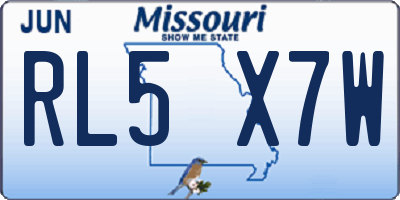MO license plate RL5X7W