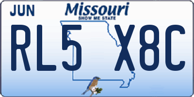 MO license plate RL5X8C