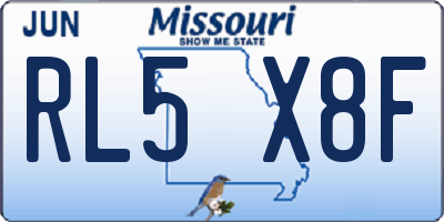 MO license plate RL5X8F