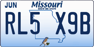 MO license plate RL5X9B