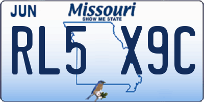 MO license plate RL5X9C