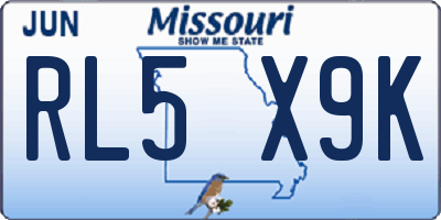 MO license plate RL5X9K