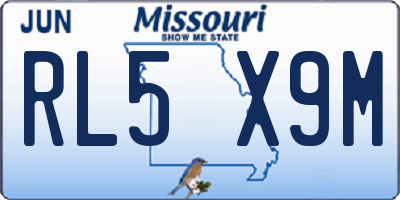 MO license plate RL5X9M
