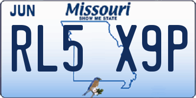 MO license plate RL5X9P