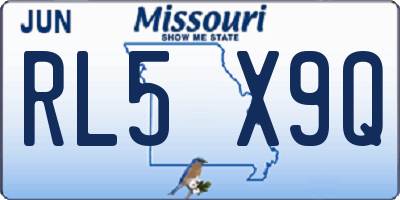 MO license plate RL5X9Q
