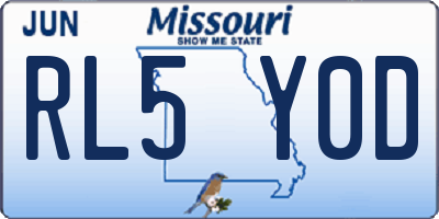 MO license plate RL5Y0D
