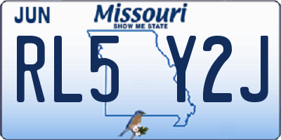 MO license plate RL5Y2J