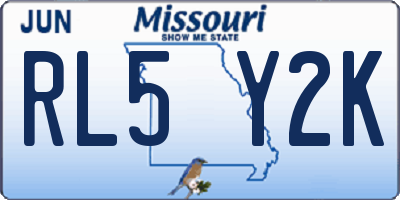 MO license plate RL5Y2K