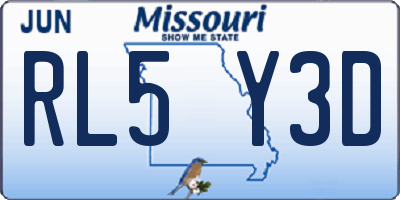 MO license plate RL5Y3D