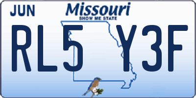 MO license plate RL5Y3F