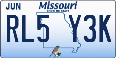 MO license plate RL5Y3K