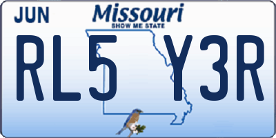 MO license plate RL5Y3R