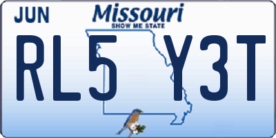 MO license plate RL5Y3T