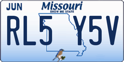 MO license plate RL5Y5V
