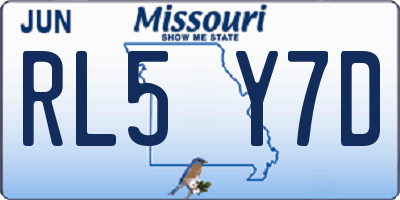 MO license plate RL5Y7D