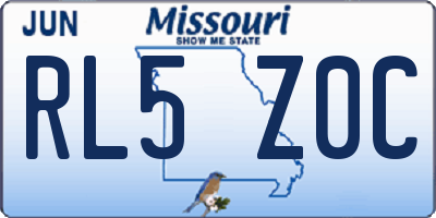 MO license plate RL5Z0C