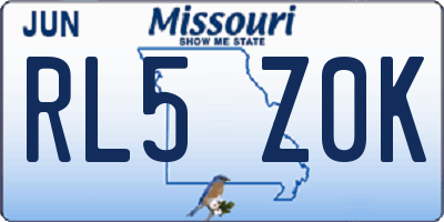 MO license plate RL5Z0K