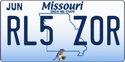 MO license plate RL5Z0R