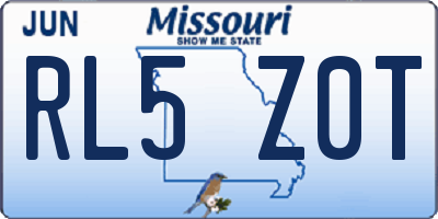 MO license plate RL5Z0T