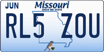 MO license plate RL5Z0U