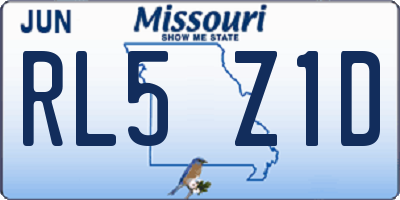 MO license plate RL5Z1D