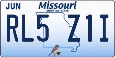 MO license plate RL5Z1I