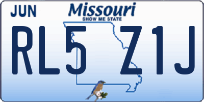MO license plate RL5Z1J
