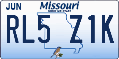 MO license plate RL5Z1K