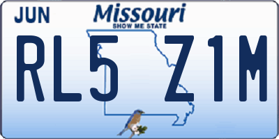 MO license plate RL5Z1M