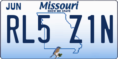MO license plate RL5Z1N