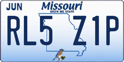 MO license plate RL5Z1P