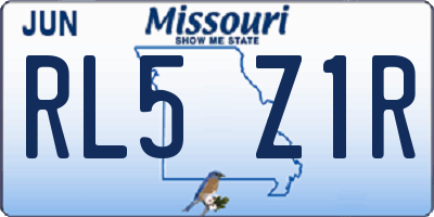 MO license plate RL5Z1R