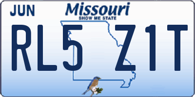 MO license plate RL5Z1T