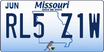 MO license plate RL5Z1W