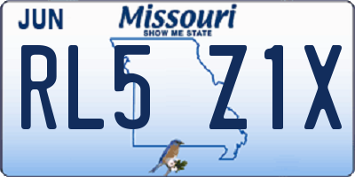 MO license plate RL5Z1X