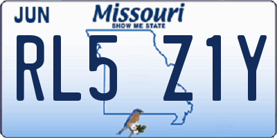 MO license plate RL5Z1Y