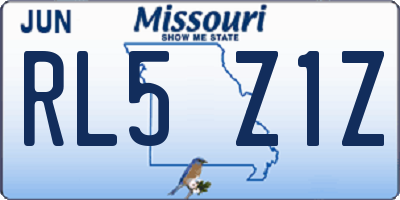 MO license plate RL5Z1Z