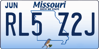 MO license plate RL5Z2J