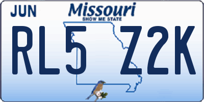 MO license plate RL5Z2K