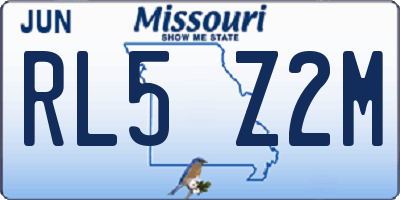 MO license plate RL5Z2M