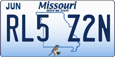 MO license plate RL5Z2N