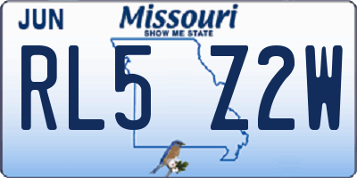 MO license plate RL5Z2W