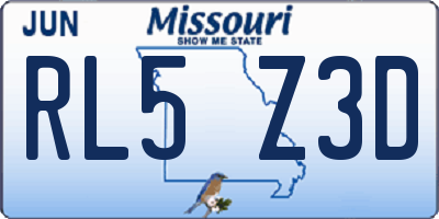 MO license plate RL5Z3D