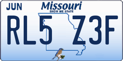 MO license plate RL5Z3F