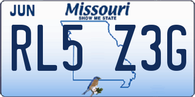 MO license plate RL5Z3G
