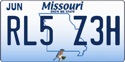 MO license plate RL5Z3H