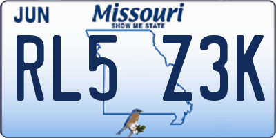 MO license plate RL5Z3K