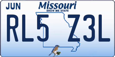 MO license plate RL5Z3L
